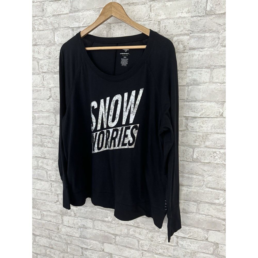 Livi Active Womens Black Long Sleeve Snow Worries Shirt‎ Size 18 20 - Picture 4 of 10